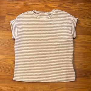 SHEIN Loose Fitting Striped Beige and White Shirt